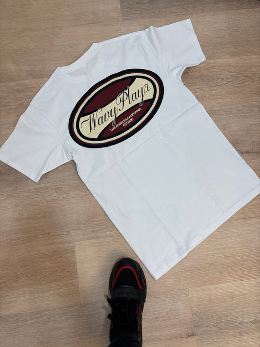 Burgundy red “ Wavy Playz “ Tee 🏌️